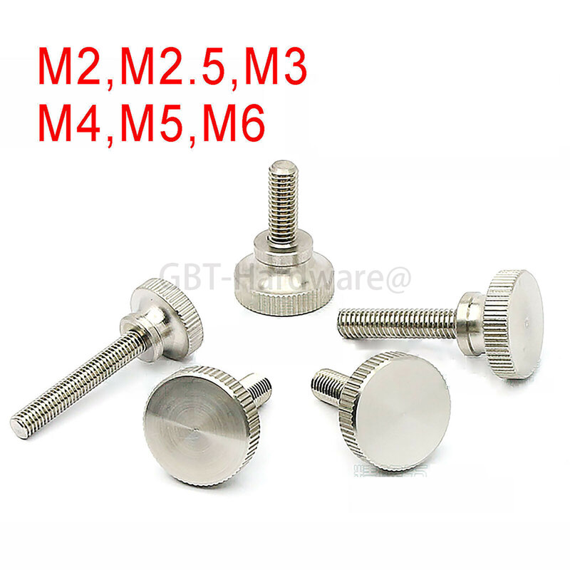 Knurled Thumb Screws M2 M2.5 M3 M4 M5 M6 303 Stainless Steel Hand Grip Knob Bolts Length 3 - 35mm For DIY Car Computer