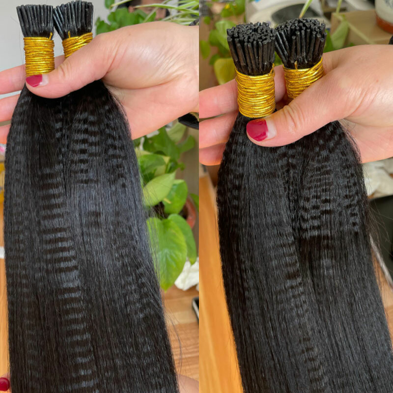 Tissage en lot brésilien 100% naturel crépu lisse – Yaki I Tip, Extensions de cheveux vierges