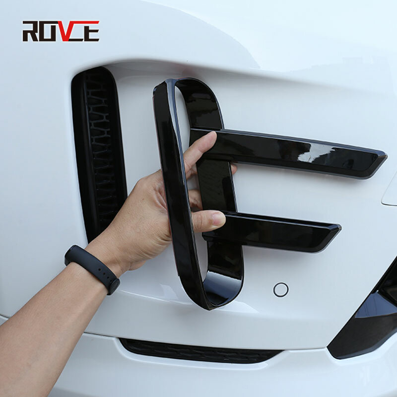 ROVCE  Car Front Bumper Grille Air Vent Cover Trim For Land Rover Discovery 5 2020-2022 Glossy Black Stickers