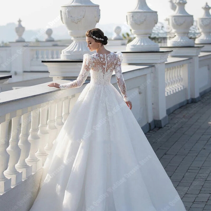 Женское свадебное платье с принтом It's yiiya, белое кружевное платье А-силуэта с длинными рукавами на подоле на лето 2024