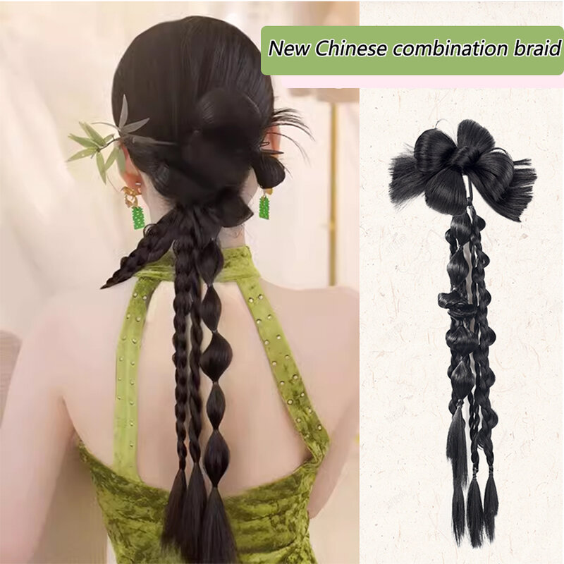 Nowa chińska do koka peruka na głowę pączka kwiatowego z antyczną peruką peruka pierścionek włosy ślubne kok