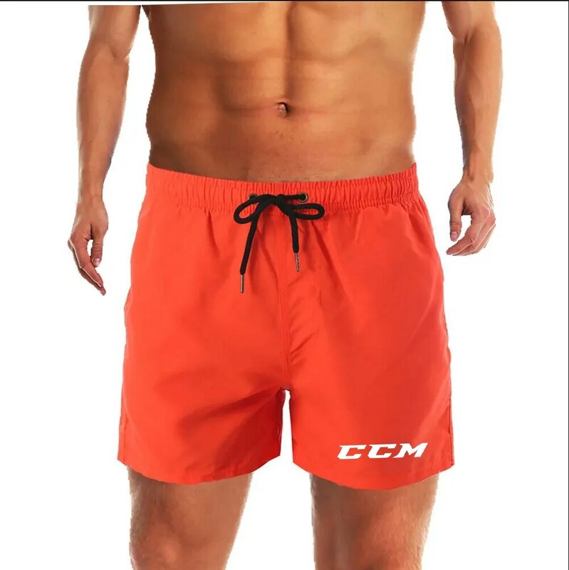Летние Новые Пляжные штаны CCM с надписью 2024, пикантные Шорты для плавания, Мужские дышащие быстросохнущие повседневные шорты для плавания и серфинга