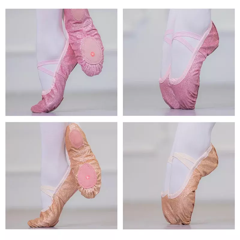 Buty do tańca baletowego siłownia do jogi płaskie kapcie brokat różowy niebieski różany czerwony kolor buty do tańca baletowego dla dziewcząt dzieci nauczycielka