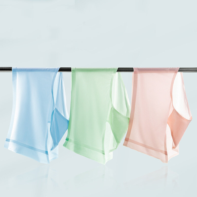High Waist Silk Seamless Panties Summer Breathable Underwear Soft Women Ladies Transparent Ultra-thin Briefs Elastic Underpants