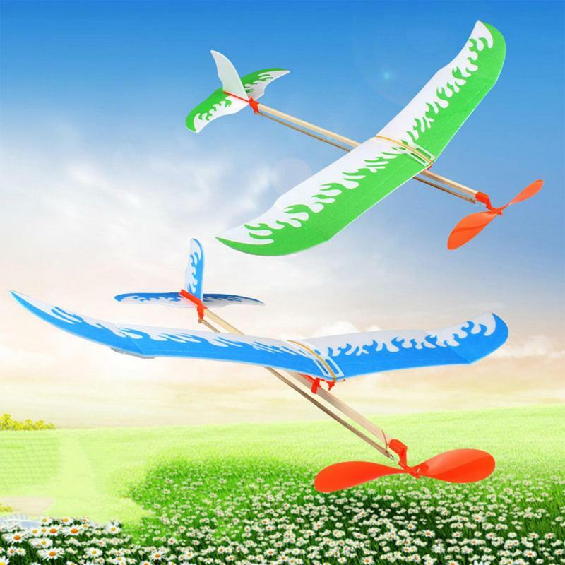 Pesawat karet bertenaga karet gelang pesawat pesawat baling-baling pesawat kreatif buatan tangan baru kayu Balsa Glider untuk penelitian sekolah