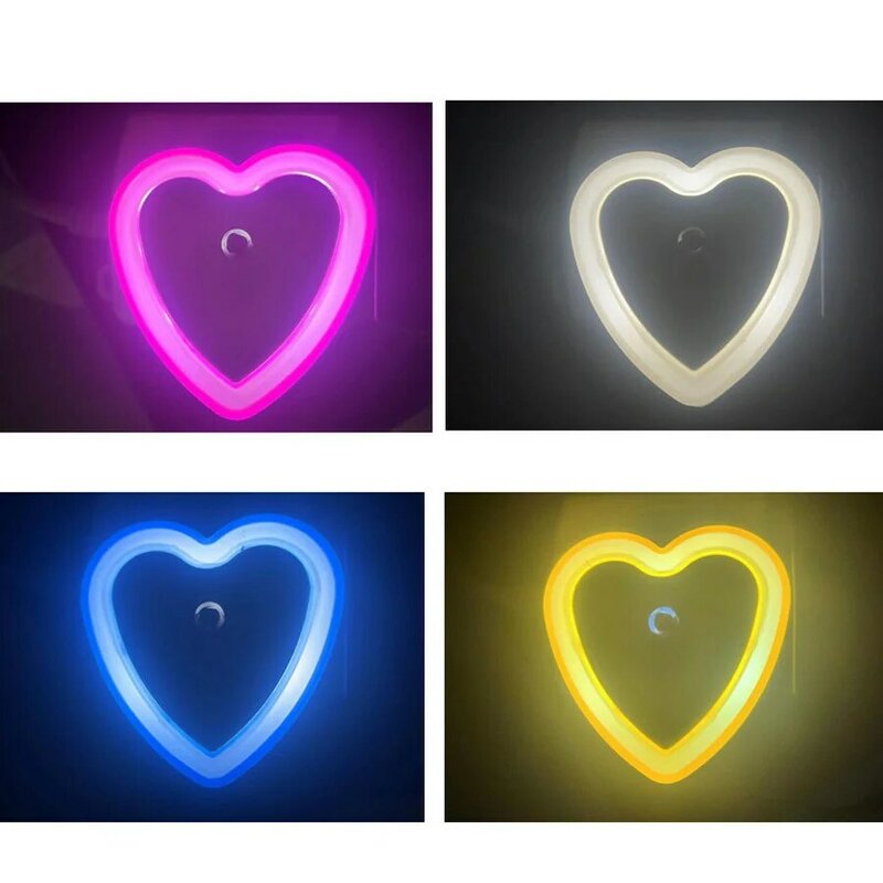 Светодиодный ночник VnnZzo, лампочки, мини-ночсветильник в форме сердца, умный светильник с датчиком освещения, вилка EU/US, 110-240 В, универсальный, для комнаты, дома, коридора
