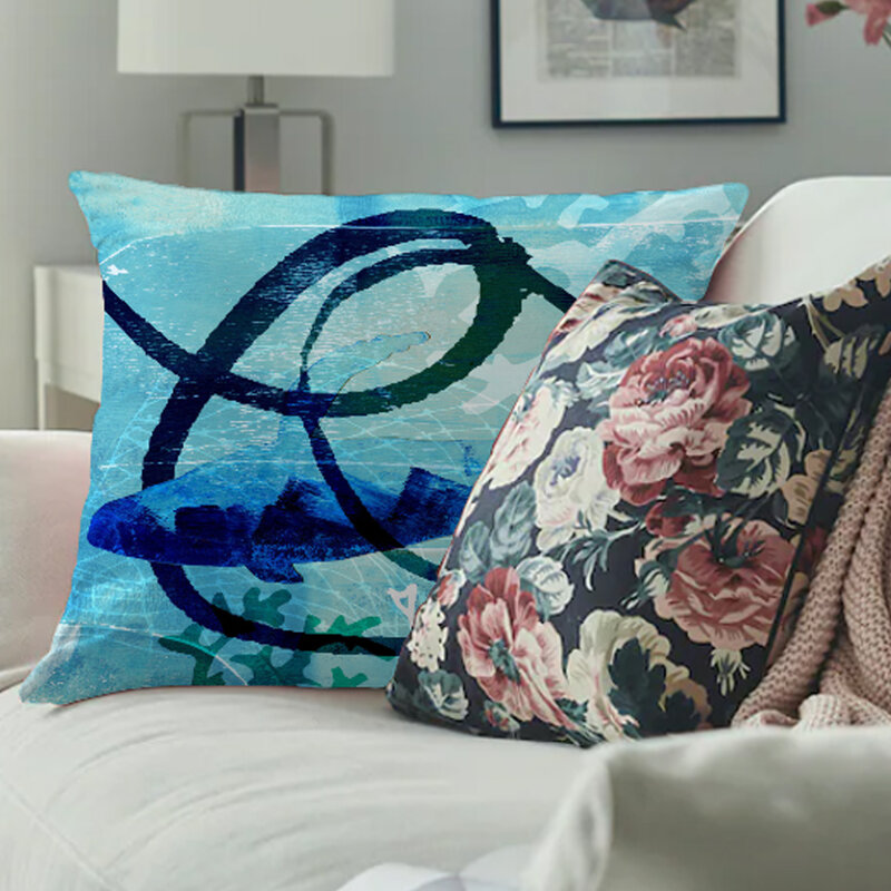 Funda de almohada con temática del océano, cubierta de cojín con estampado de pulpo, sirena, pez gaviota, sofá para el hogar, silla, almohada decorativa de poliéster