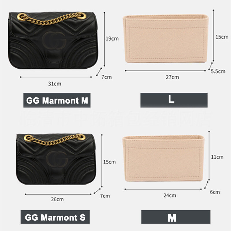 Felt ผ้า Liner Multi-Functional Travel แต่งหน้ากระเป๋า Organizer รูปร่างเรียงรายกระเป๋า Super เครื่องสำอางค์สำหรับ Marmont