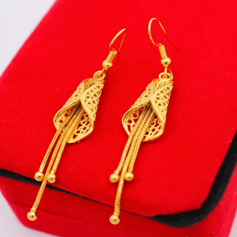 Mencheese-Boucles d'oreilles cigales dorées 24 carats pour femmes, feuilles creuses, or sable, bijoux de luxe, cadeau de personnalité, mode estivale