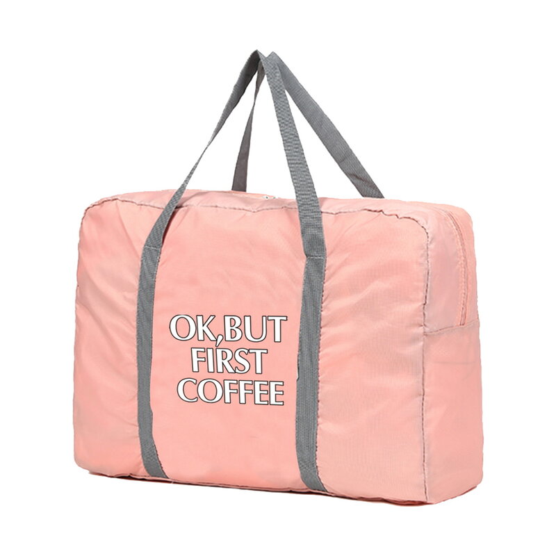 Foldable Travel Bags Organizer Men Luggage Unisex Clothing Storage Bag White Coffee Pattern Duffle Bag Women Handbags Tote