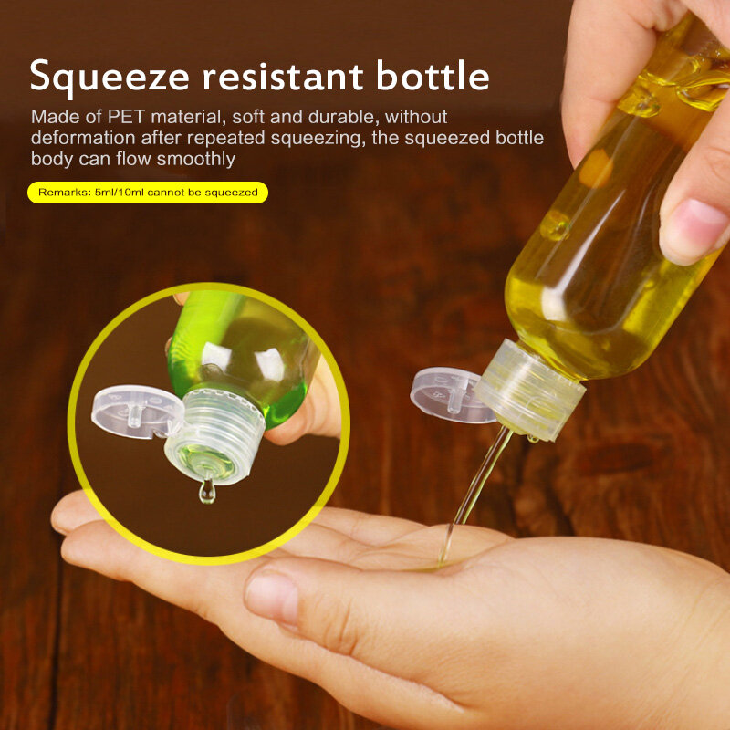 Botol isi ulang transparan, 5ml-250ml tutup atas Flip perjalanan botol kosong wadah sampo Losion kosmetik botol Kondisioner