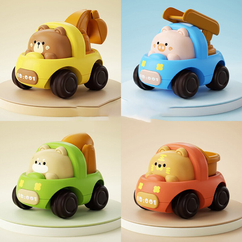 Mini coche de juguete de dibujos animados para bebés, vehículos de inercia para niños pequeños, juguetes educativos para gatear