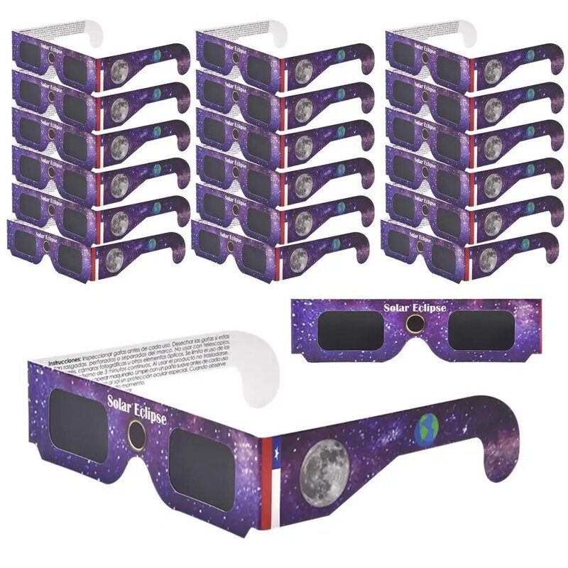 Óculos Eclipse Solar, Certified Safe Shades, Anti UV, Óculos de visão, ISO 12312-2, 20pcs