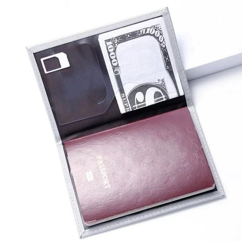 PU Unisex Passport Holder Travel Passport Cover Card Case UV Printing Paint Letter Series Grey Color Man Card Holder Wallet