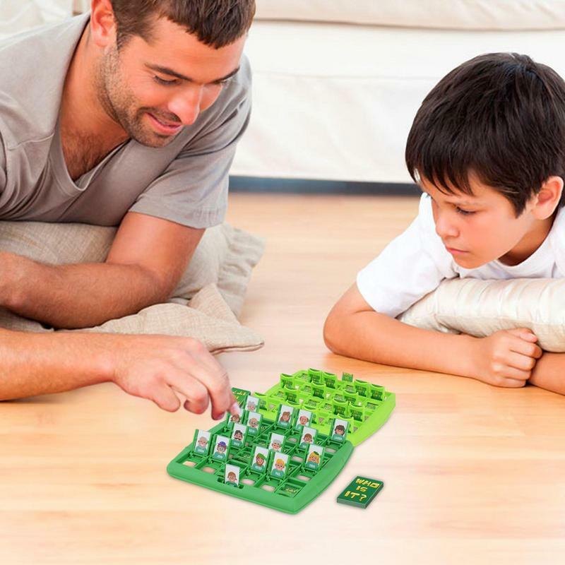 Zgadnij, kim jestem, rodzina gier, zgadywanie gry planszowe gra przedszkolna dla interakcji rodzic-dziecko, zabawne logiczne rozumowanie