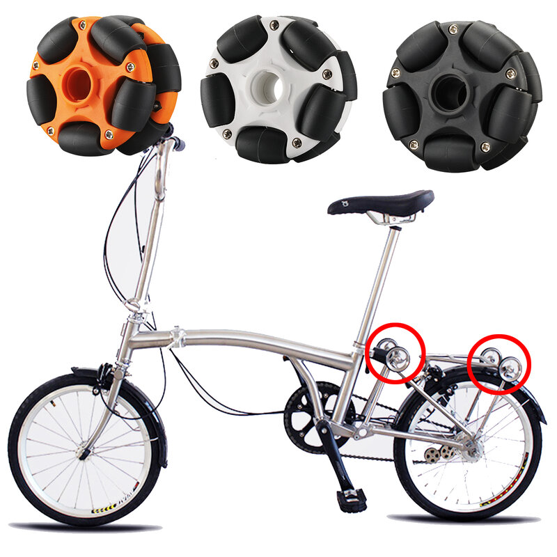 Silent Omni Easy Wheels for Brompton Folding Bike (before 2015) with Accessories Roller Rack Upgrade 360 Degree Rotate