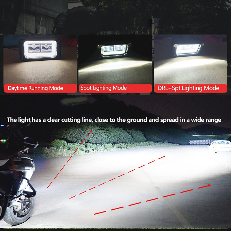 Lampu Sorot Bantu Lampu Kerja LED 4 "Lampu Sorot Motor Luar Ruangan Mata Malaikat Putih untuk Motor Skuter ATV UTV UAZ Mobil Truk Boa