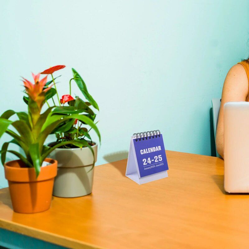 2024 Mini Schreibtisch Kalender Staffelei dekorative monatliche kleine Spule Desktop-Papier Büro