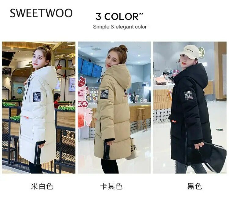 Chaqueta de invierno con cuello de piel grande para mujer, chaqueta gruesa y cálida de longitud media, nueva versión coreana, 2021