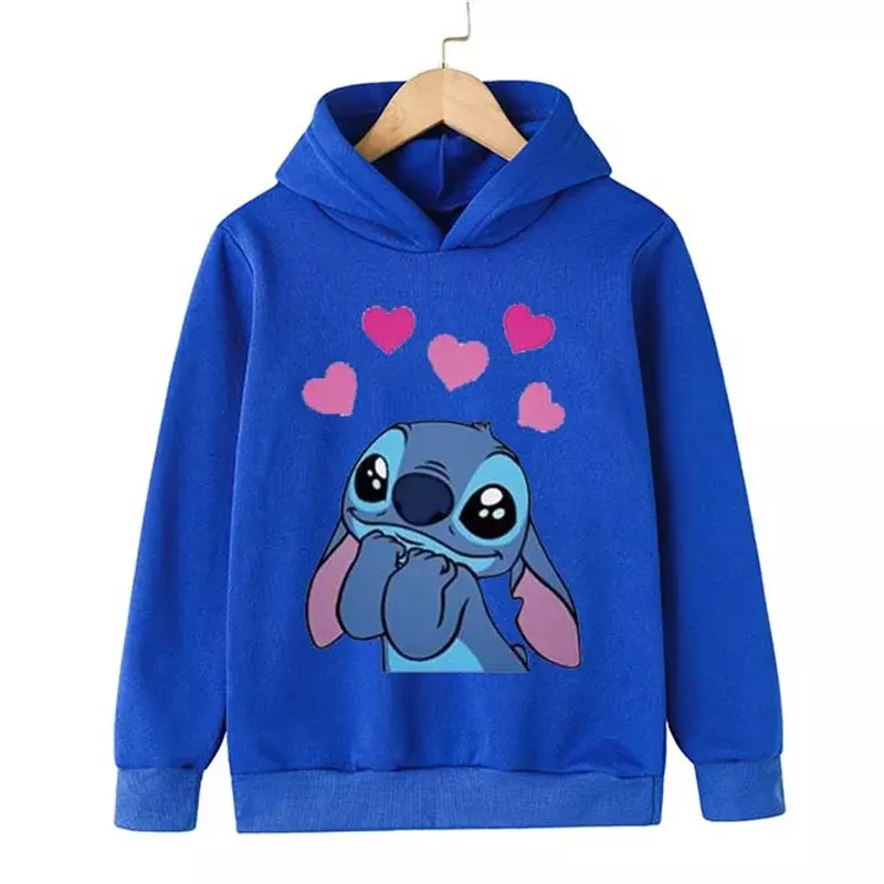 Disney Stitch Anime Grafik Hoodies Jungen Mädchen drucken Hoodies 1-14 Jahre Kinder Kleidung Langarm Sweatshirt Drops hipping