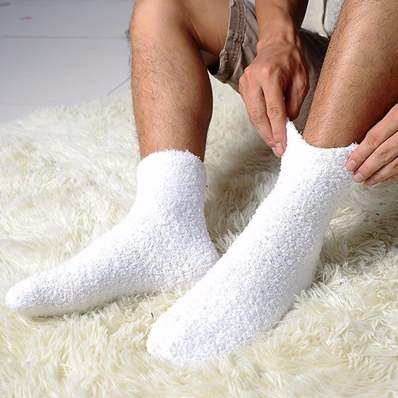Зимние кашемировые чулки для мужчин и женщин, однотонные утепленные носки для пола, мягкие удобные Чулочные изделия, теплые домашние тапочк...