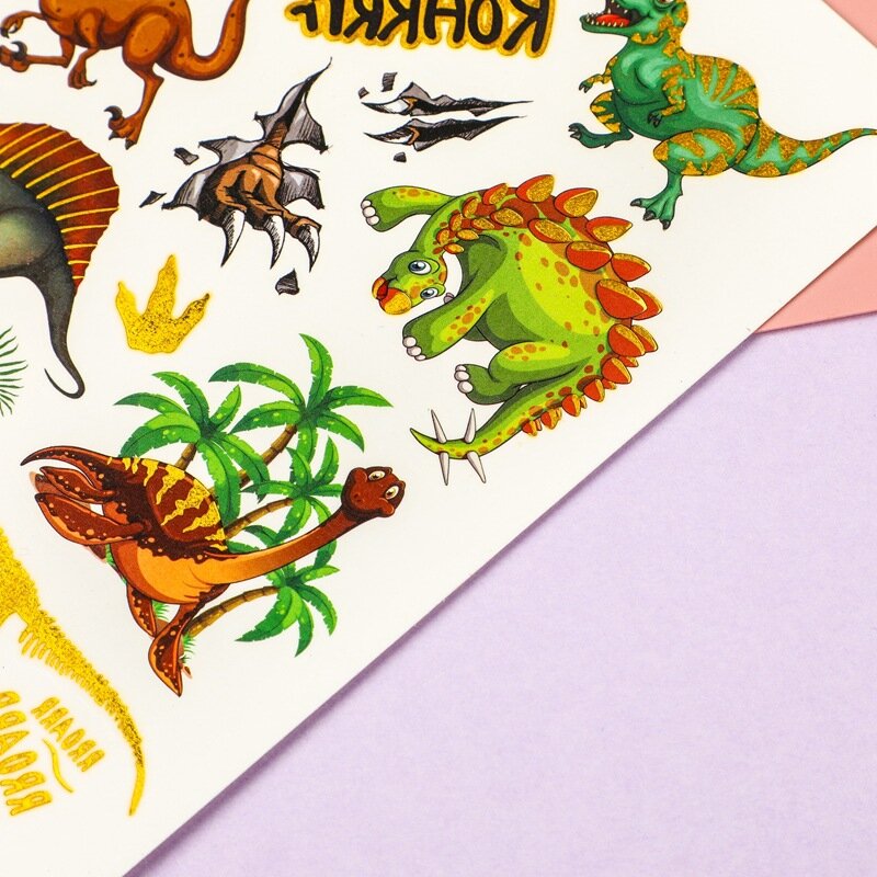 Pegatina de tatuaje de dinosaurio bronceador, tatuaje temporal desechable para niños, pegatina de tatuaje corporal, impermeable, decoración de fiesta