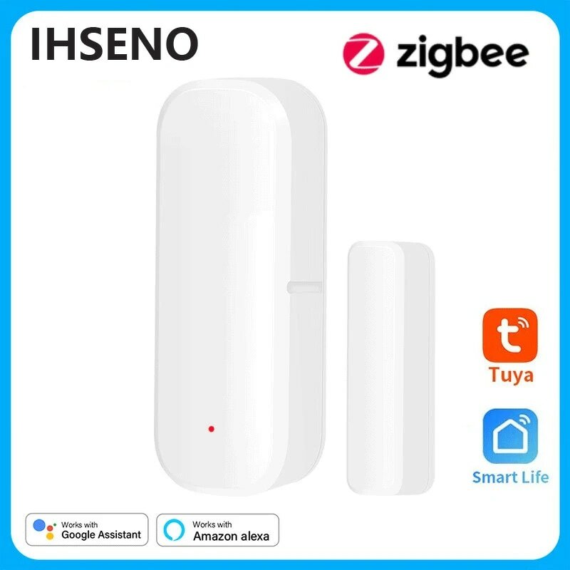 Ihseno zigbee porta janela sensor detector tuya vida inteligente app casa sistema de alarme proteção segurança para alexa google assistente