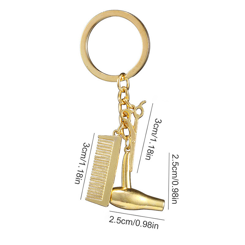 Porte-clés pendentif classique créatif pour coiffeur, porte-clés essentiels pour sèche-cheveux, décor de peigne à ciseaux, ornements de sac cadeau pour coiffeurs