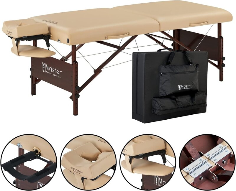 Портативный массажный стол Del Ray Pro, массажный стол 30 дюймов, цвет песка, роскошный, с поролоновой подушкой толщиной 3 дюйма