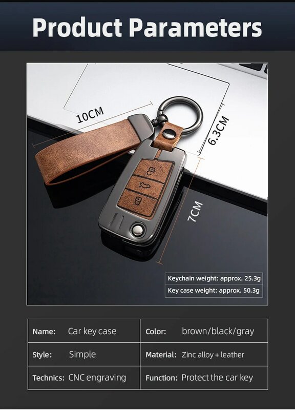 Autos chl üssel anhänger Abdeckung für vw id4 Polo Golf Touran Smart 3 Tasten Zink legierung Remote Keyless Key Case Schutzhülle Zubehör