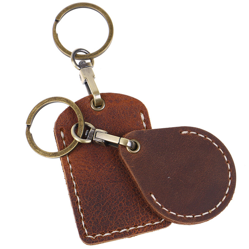 1PC PU Leather Card Bag Key Tag portachiavi portachiavi Vintage portachiavi Doorlock Access Control Tag Keyfob Tag RFID Tag ID Card Case