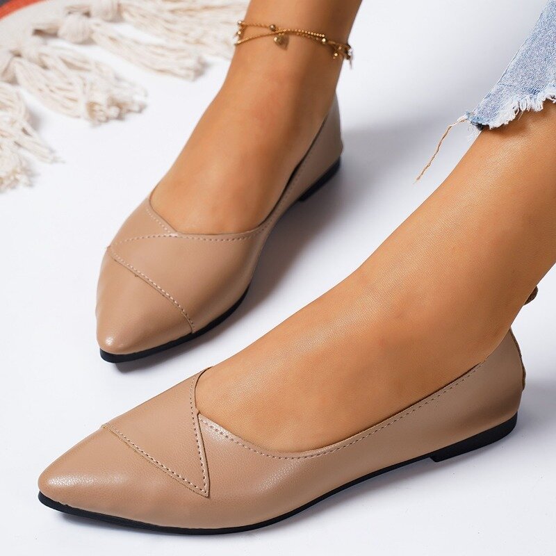 Sommer spitze Zehen Slip-On flache Schuhe für Damenmode große Größe 43 Damen Einzels chuhe weiche Sohle flachen Mund Damenschuhe