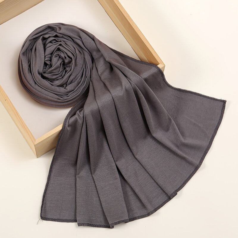 Jersey katun mode syal jilbab syal Muslim panjang polos lembut ikat kepala dasi untuk wanita ikat kepala Afrika 170x60cm