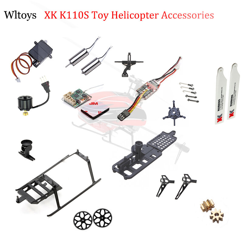Originele Wltoys Xk K110S Rc Helicopter Onderdelen Accessoires Borstelloze Motor Blade Gear Luifel Esc Update 2G Servo Voor V977 onderdelen
