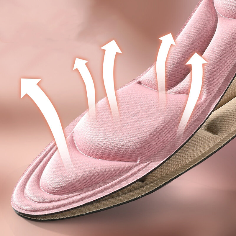 Sol dalam sepatu busa memori 5D untuk pria wanita bantalan sepatu penopang lengkung ortopedi perawatan kaki tembus udara Sol dalam olahraga Lari
