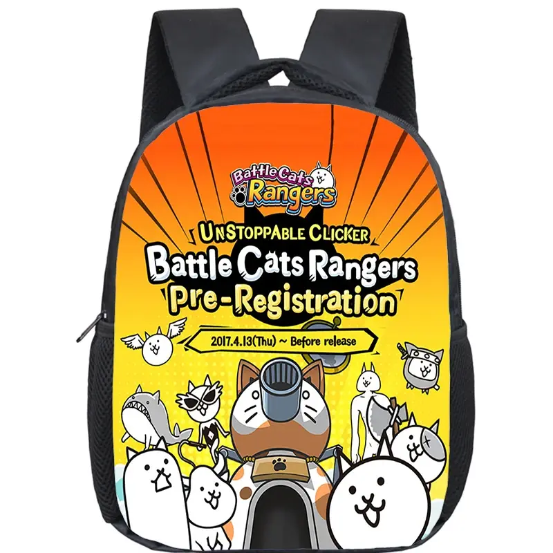 Mochila de dibujos animados para niños y niñas, bolsa escolar pequeña, regalo de regreso a la escuela, Battle Cats, jardín de infantes