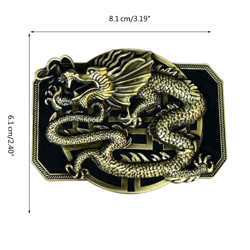 Chinese Style Relief Dragon Pattern Buckle Belt Replacing Components Western Heavy Rock Style Belt Buckle for Adult