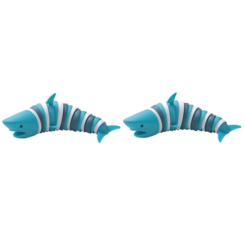 2Pcs 3D Articulated Stretch Shark Stress Reliever Hand Toy, Pressure Relieving And Anti-Anxiety