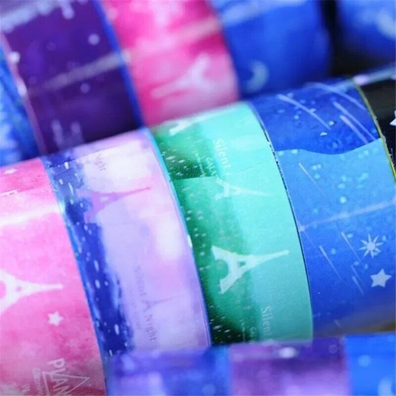 5 buah DIY dekorasi langit berbintang Washi Roll stiker selotip perekat dekoratif Washi pita Set alat tulis Korea perlengkapan sekolah