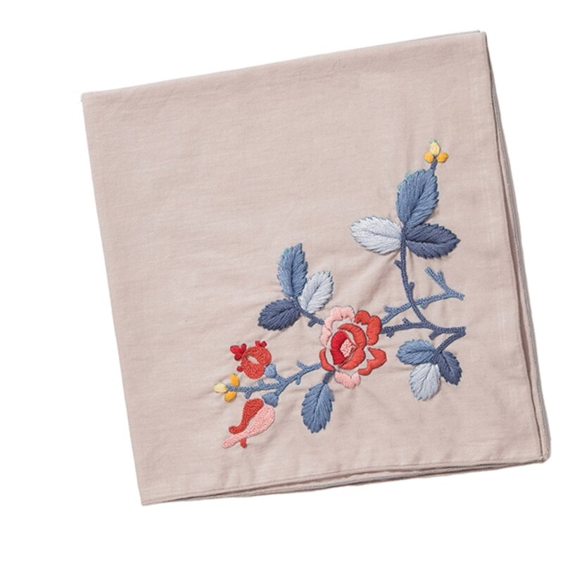 Набор для вышивания платка «сделай сам», рукоделие, искусство для взрослых, начинающих, носовые платочки с цветочным принтом,