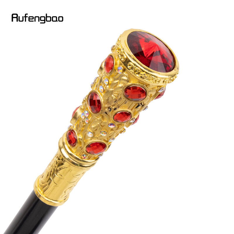 Gouden Rode Kunstmatige Diamant Walking Cane Mode Decoratieve Wandelstok Gentleman Elegante Cosplay Cane Knobbel Crosier 93Cm