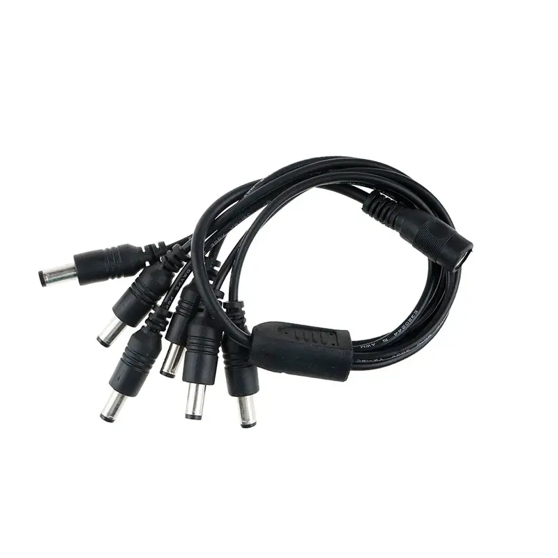 DC Power Jack 5.5x2.1mm DC Power Cable 1 Female to 2,3,4,5,6,8 Male Plug Splitter Adapter for Security CCTV Camera and LED Strip