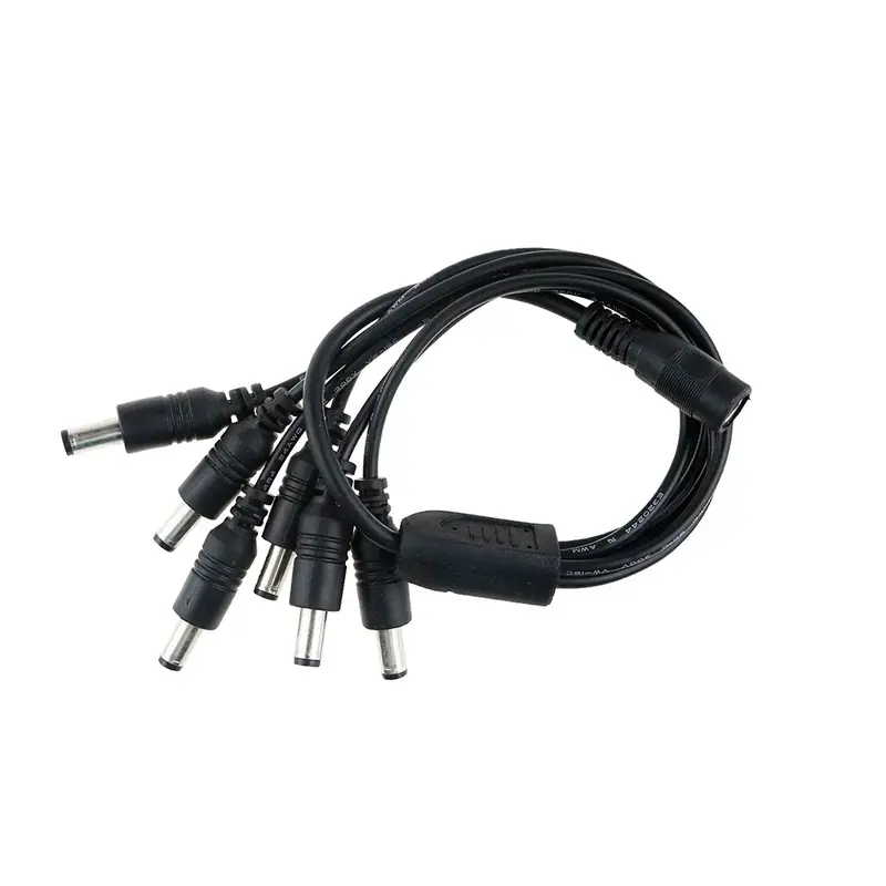 Conector de alimentación de CC de 5,5x2,1mm, Cable de alimentación de CC de 1 hembra a 2,3,4,5,6,8, adaptador divisor de enchufe macho para cámara CCTV de seguridad y tira LED