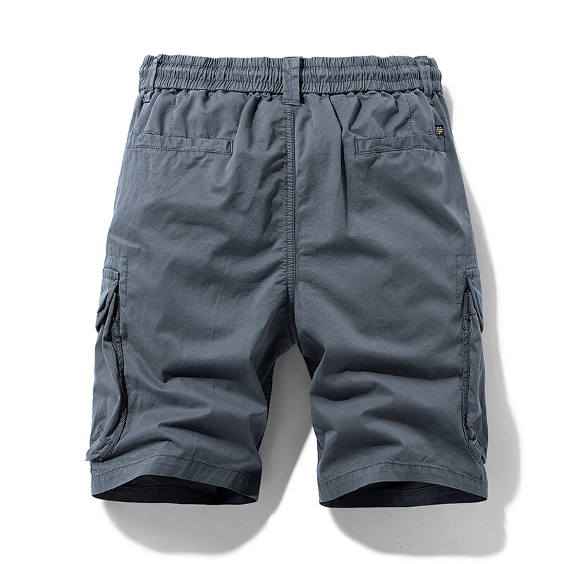 Summer Men Cargo Cotton Shorts Pants Mens Clothing Elastic Waist Casual Solid Beach Jogger Multi Pocket Shorts Male 40