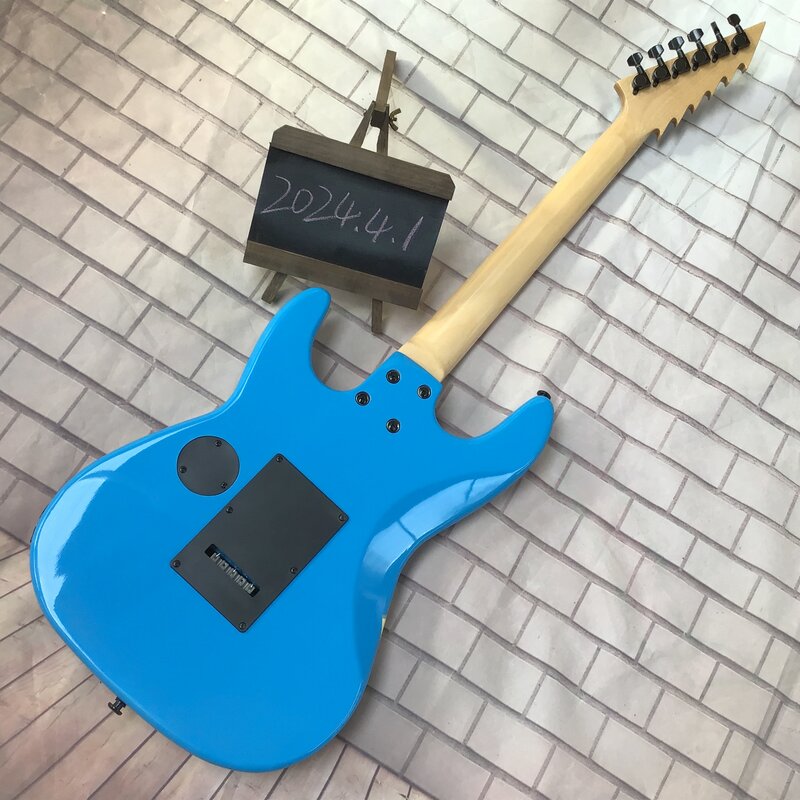 재고 블루 일렉트릭 기타, 블랙 하드웨어 기타, 6 스트링, 무료 배송