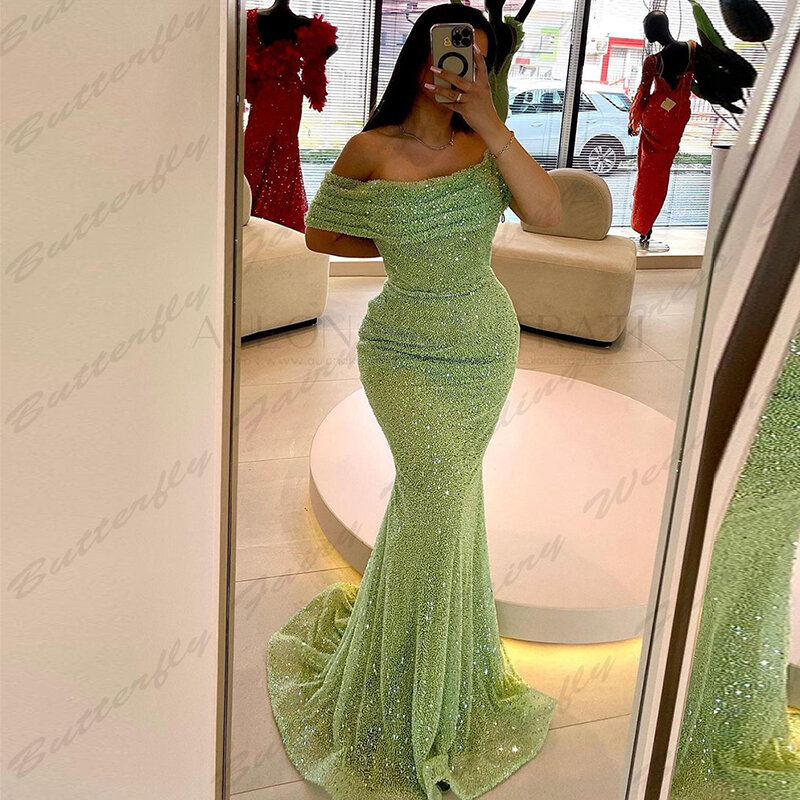 Bellissimi abiti da sera scintillanti di lusso affascinante sirena squisita Sexy Backless semplice dimagrante Mopping Prom Gowns 2024