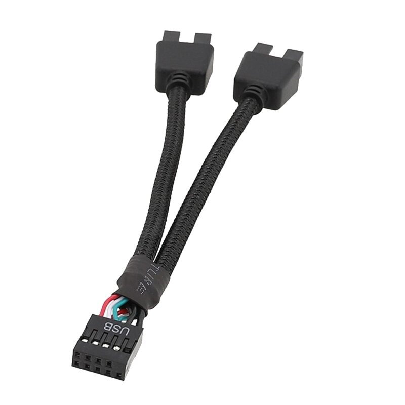 Placa base USB 2,0, cabezal 9 pines, convertidor adaptador divisor concentrador extensión 1 a 2