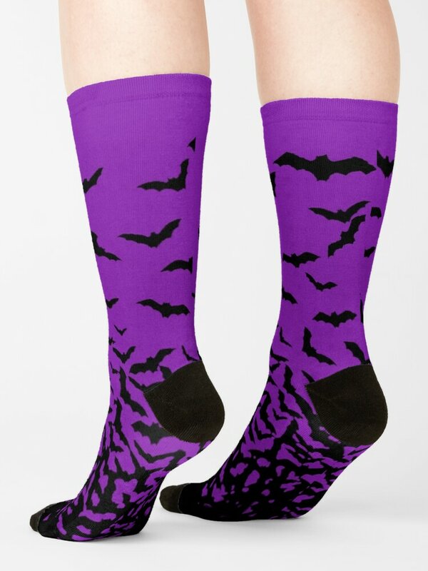 Chaussettes chauves-souris violettes pour hommes et femmes, chaussettes de luxe courtes et folles