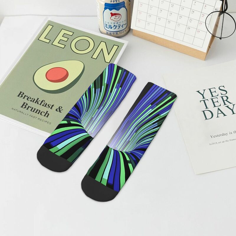Happy Men's Ankle Socks Abstract 3D Vortex Illusion Harajuku Casual Crew Sock Gift Pattern Printed