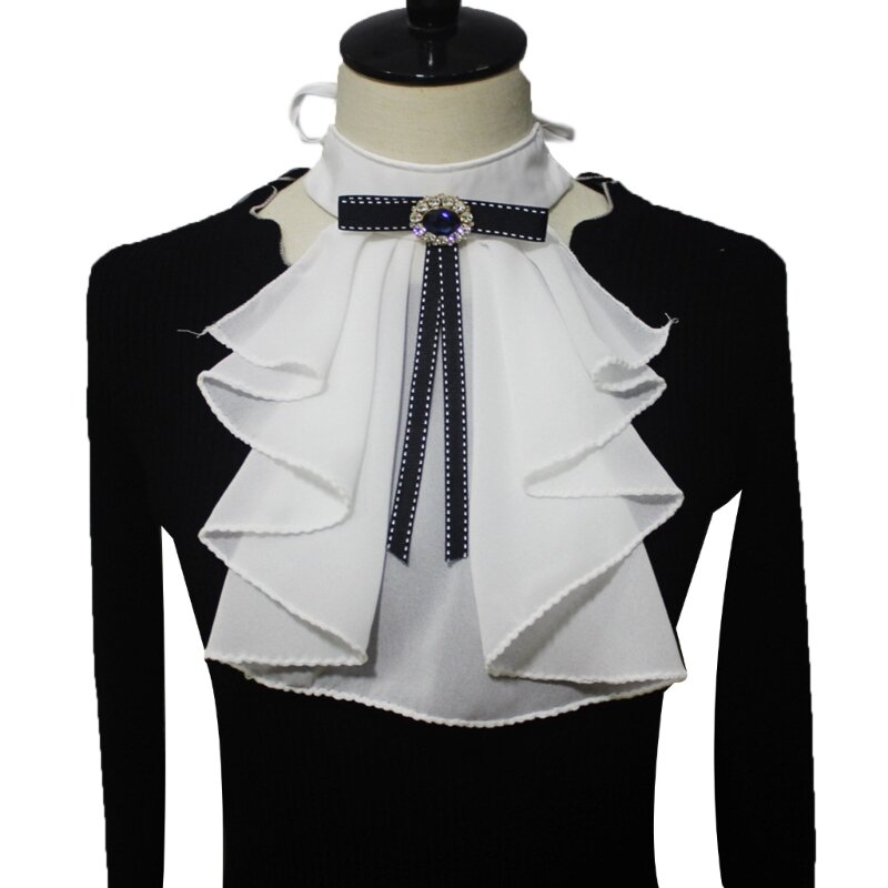 Ruffle Collar Victorian Neck Costume Cosplay Victorian Ruffled Faux Collar Neck Ruff Ruffle Collar DXAA
